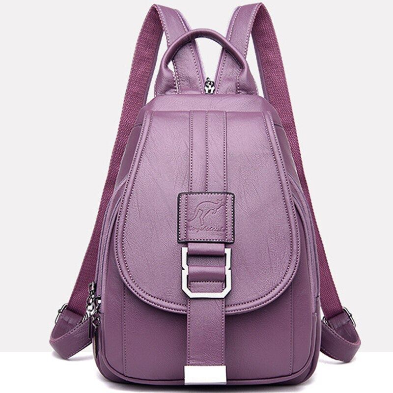 Women Leather Backpacks Vintage Female Shoulder Bag Sac A Dos Travel Ladies Bag