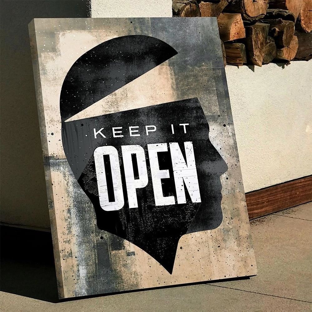 AAHH Text Canvas Painting Keep It Open Motivational Quote Hustle Artwork Wall Ca