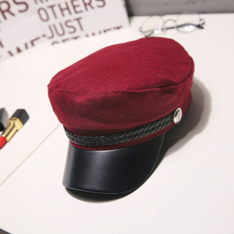 Fashion Women Men Military Hat Spring Autumn Sailor Hats Black Ladies Caps