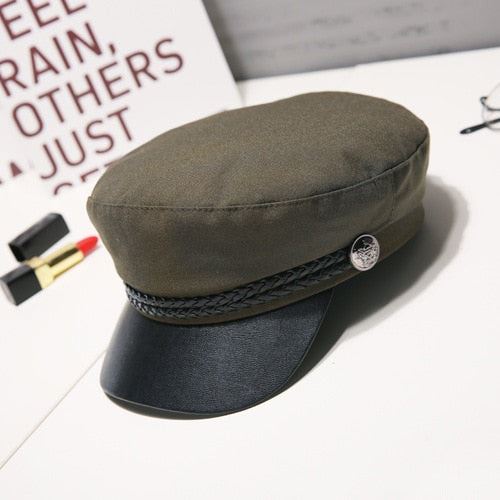 Fashion Women Men Military Hat Spring Autumn Sailor Hats Black Ladies Caps