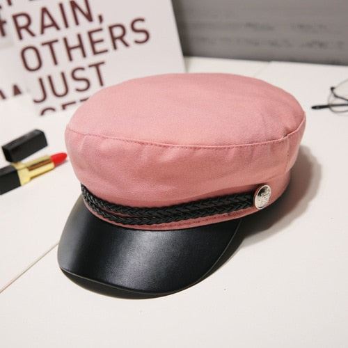 Fashion Women Men Military Hat Spring Autumn Sailor Hats Black Ladies Caps