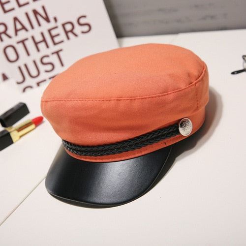 Fashion Women Men Military Hat Spring Autumn Sailor Hats Black Ladies Caps