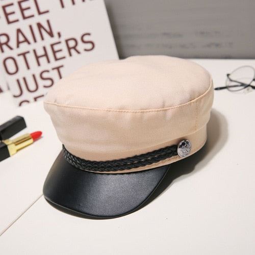 Fashion Women Men Military Hat Spring Autumn Sailor Hats Black Ladies Caps