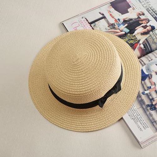 COKK Panama Hat Simple Summer Beach Hat Female Casual Lady Women Flat Brim Bowkn