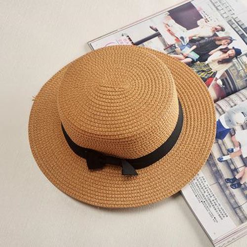 COKK Panama Hat Simple Summer Beach Hat Female Casual Lady Women Flat Brim Bowkn