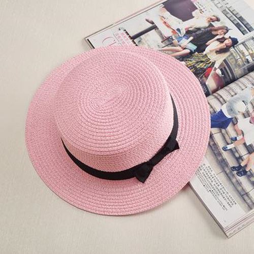 COKK Panama Hat Simple Summer Beach Hat Female Casual Lady Women Flat Brim Bowkn