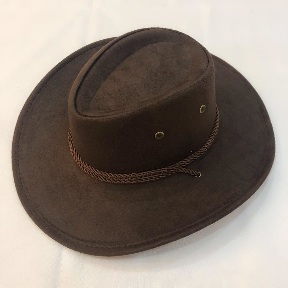 Cowboy Hat Suede Spring Summer Man Caps Shade Horse Riding Outdoor Solid Color H