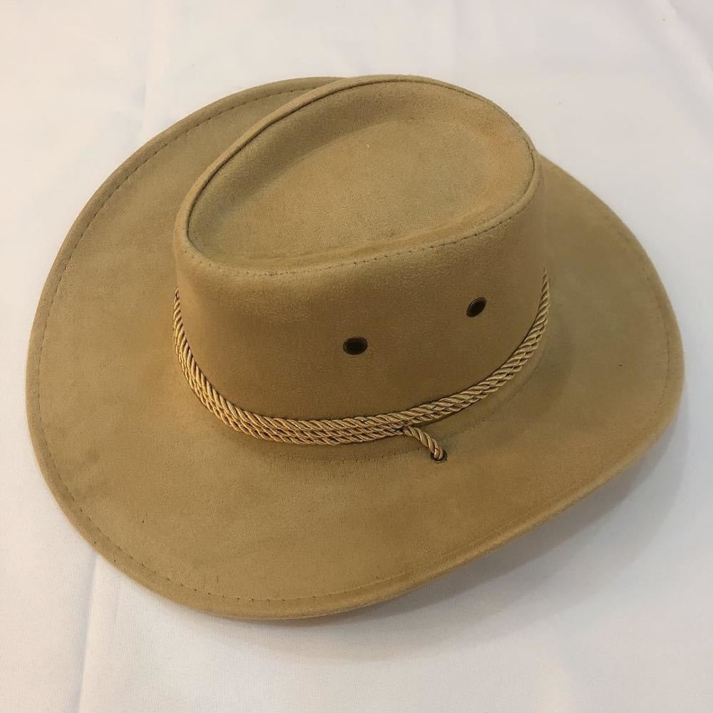 Cowboy Hat Suede Spring Summer Man Caps Shade Horse Riding Outdoor Solid Color H