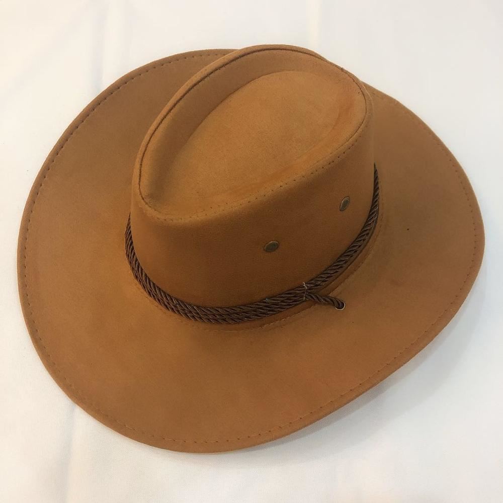 Cowboy Hat Suede Spring Summer Man Caps Shade Horse Riding Outdoor Solid Color H