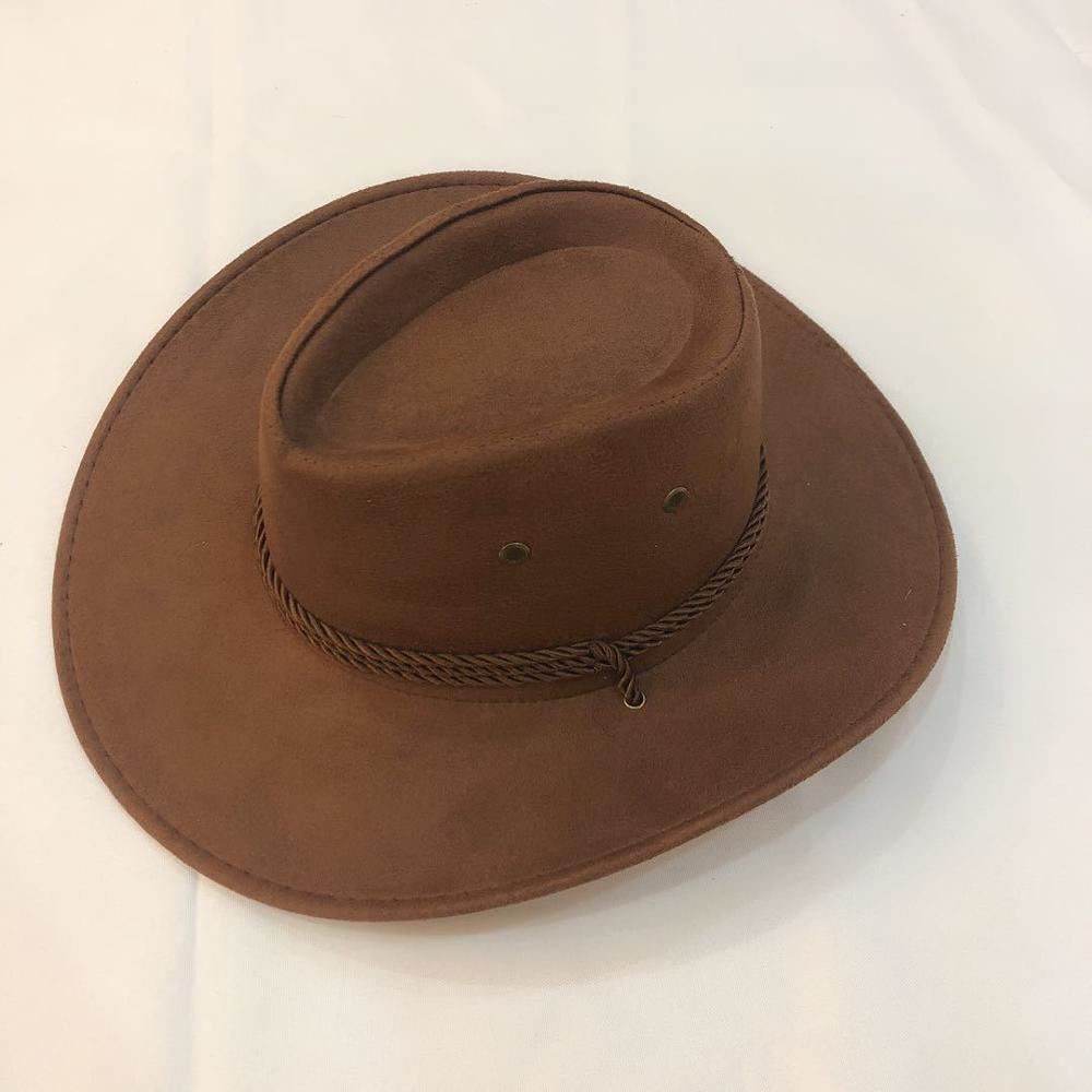 Cowboy Hat Suede Spring Summer Man Caps Shade Horse Riding Outdoor Solid Color H