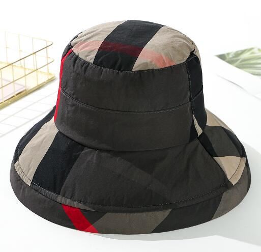 2019 New Hot Plaid Fashion Bucket Hat Women Summer Beach Sun Floppy Hats Flat Fo