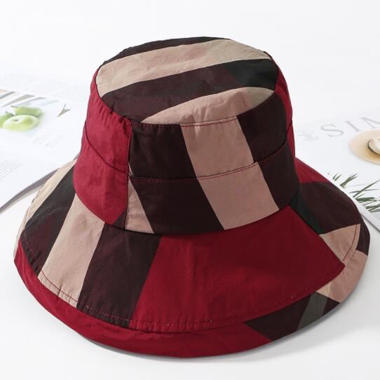 2019 New Hot Plaid Fashion Bucket Hat Women Summer Beach Sun Floppy Hats Flat Fo