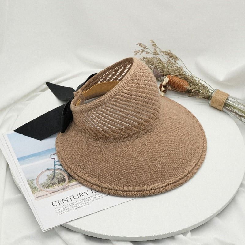 Summer Female Sun Hats Big Brim Classic Bowknot Foldable Fashion Straw Hat NEW