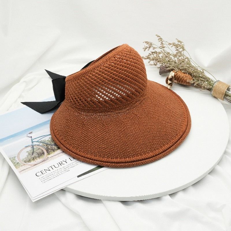 Summer Female Sun Hats Big Brim Classic Bowknot Foldable Fashion Straw Hat NEW