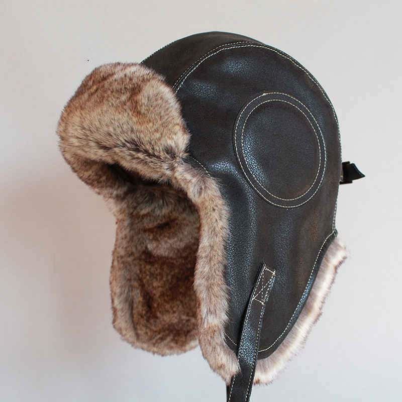 Winter Ushanka Hat Men Women's  Pilot Aviator Bomber Trapper Hat Faux Fur Leathe