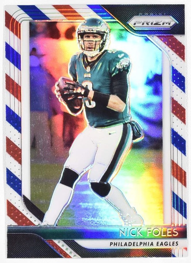 Nick Foles Panini Prizm Football Card No.39 2018 Red white blue