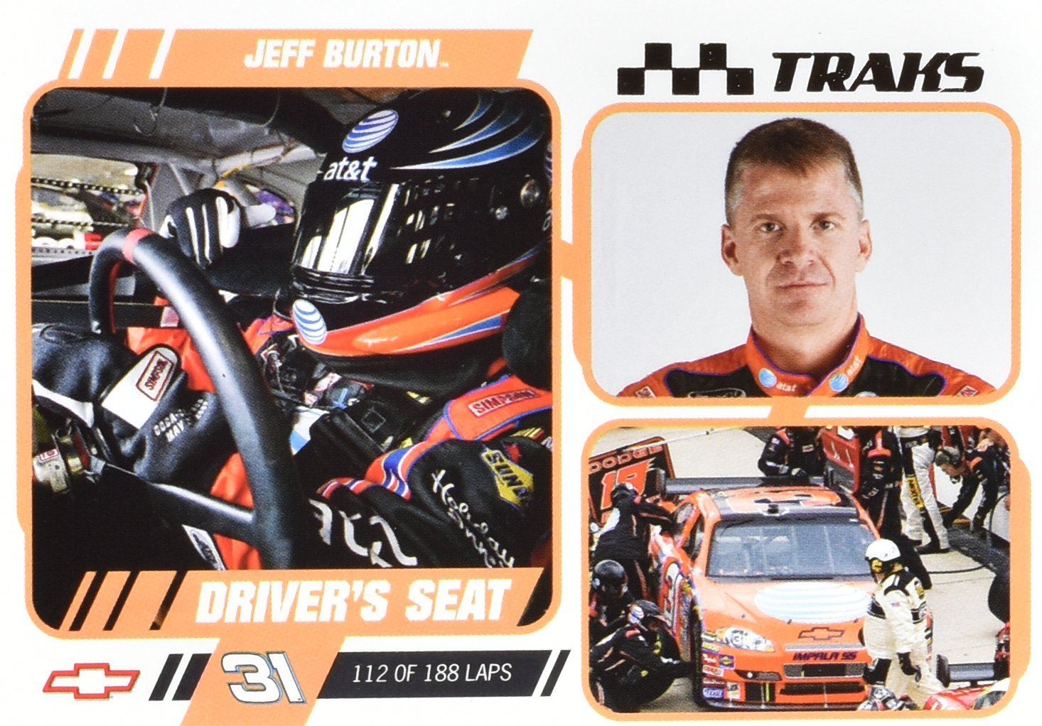 Jeff Burton Drivers Seat 31 Traks Nascar Card