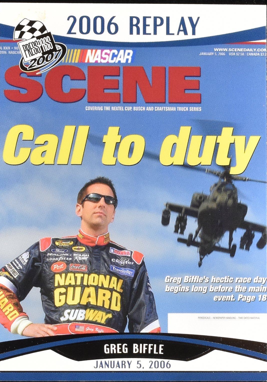 Greg Biffle 2006 Replay Nascar Card  Call to duty