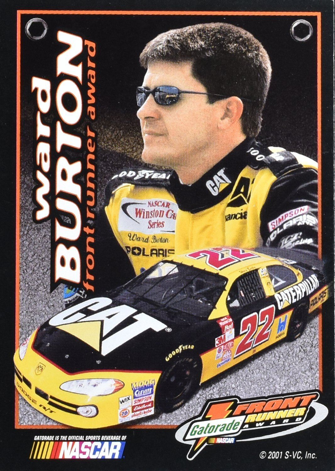 Ward Burton Nascar Front Runner 2001 Nascar Card