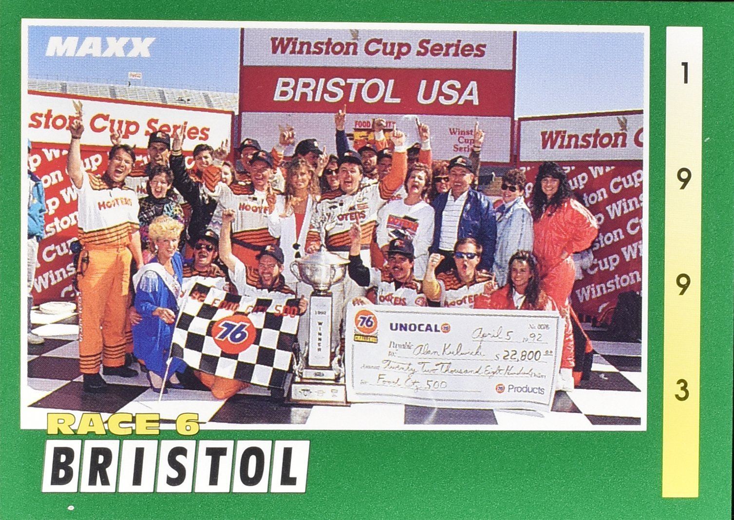 Race 6 Bristol 1993 Nascar Card MAXX