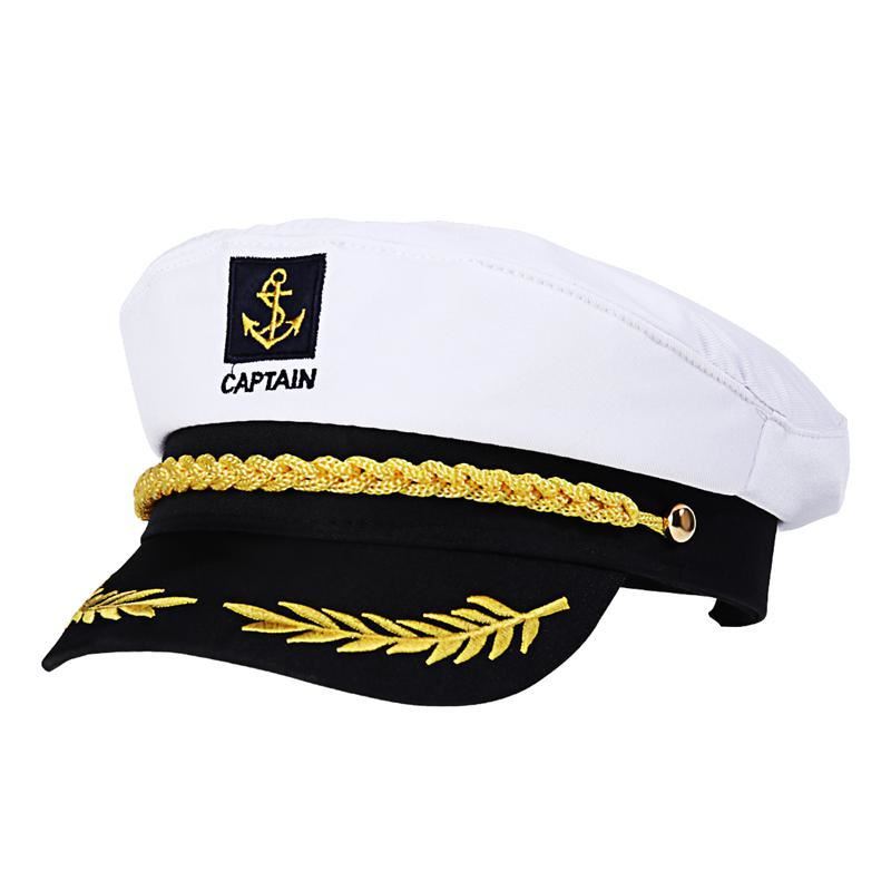 Adult Yacht Boat Ship Sailor Captain Costume Hat Cap Navy Marine Admiral Embroid