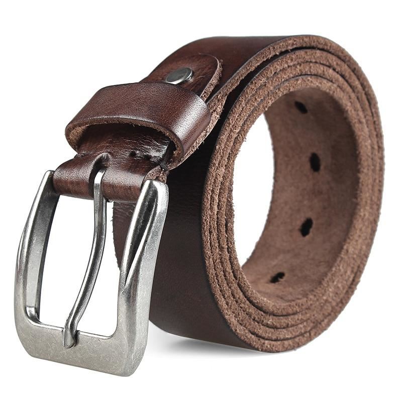 MEDYLA Men Top Layer Leather  Casual High Quality Belt Vintage Design Pin Buckle