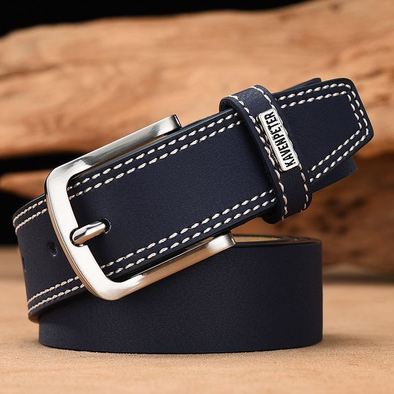 Men's Leather High Quality Classic Belt Alloy Pin Buckle Men's Matching Jeans Bu