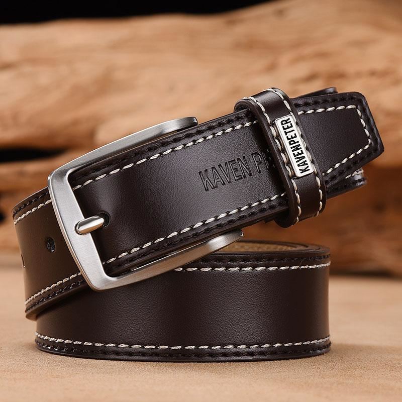 Men's Leather High Quality Classic Belt Alloy Pin Buckle Men's Matching Jeans Bu