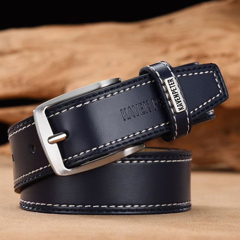 Men's Leather High Quality Classic Belt Alloy Pin Buckle Men's Matching Jeans Bu