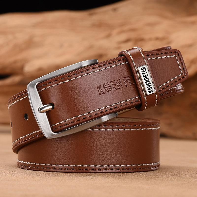 Men's Leather High Quality Classic Belt Alloy Pin Buckle Men's Matching Jeans Bu