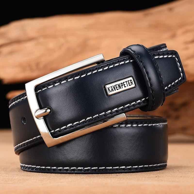 Men's Leather High Quality Classic Belt Alloy Pin Buckle Men's Matching Jeans Bu