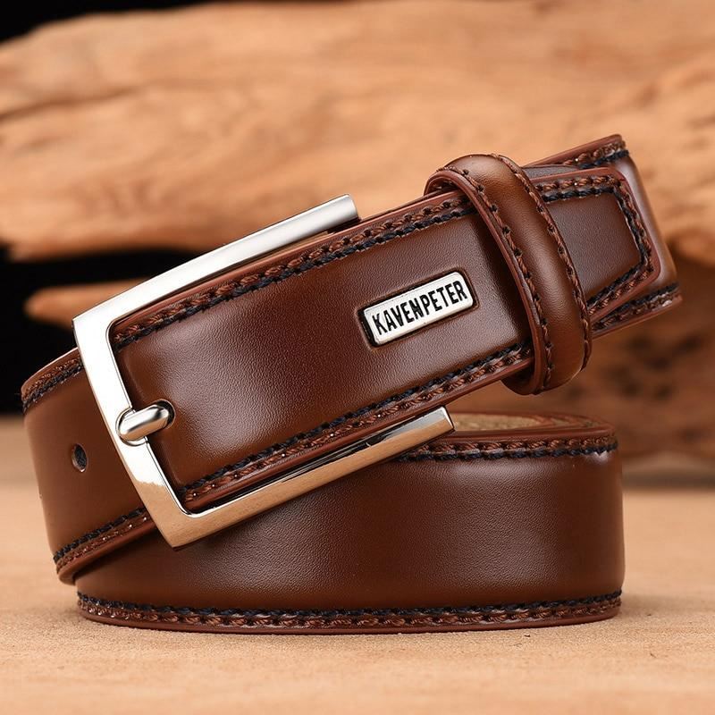 Men's Leather High Quality Classic Belt Alloy Pin Buckle Men's Matching Jeans Bu