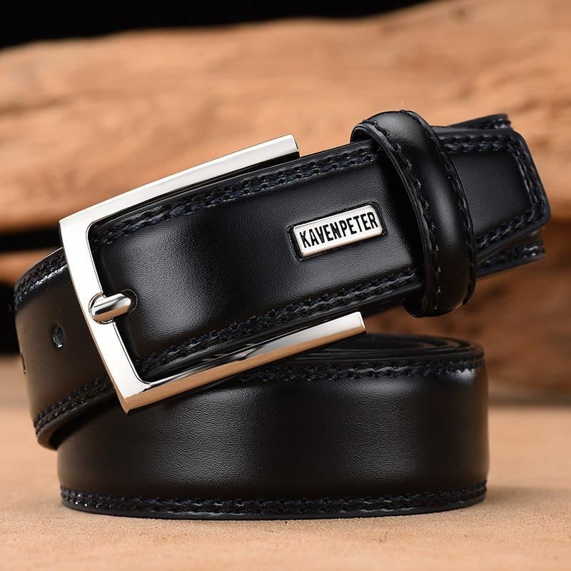 Men's Leather High Quality Classic Belt Alloy Pin Buckle Men's Matching Jeans Bu