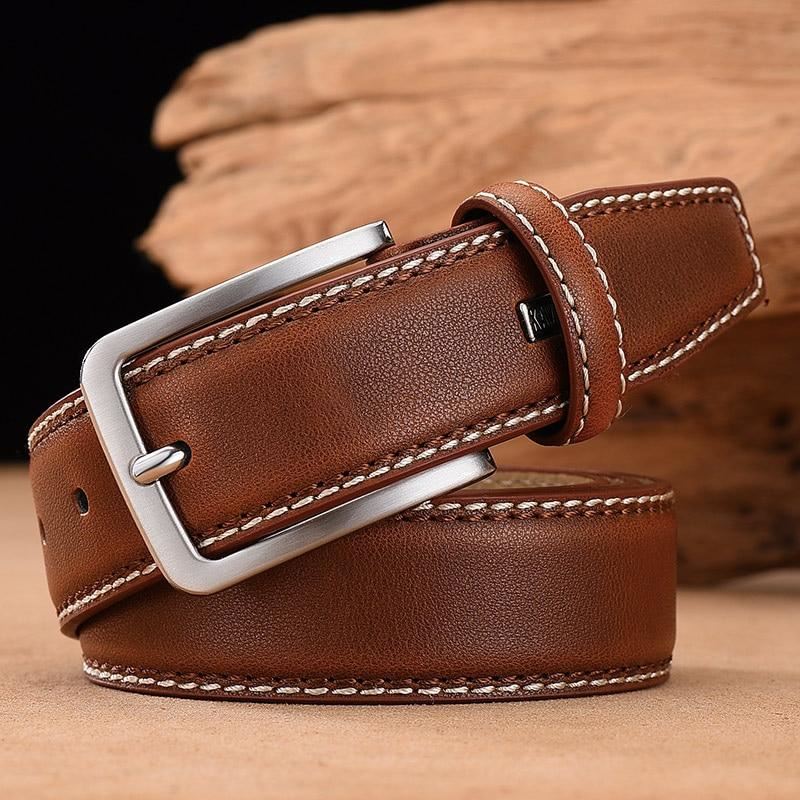 Men's Leather High Quality Classic Belt Alloy Pin Buckle Men's Matching Jeans Bu