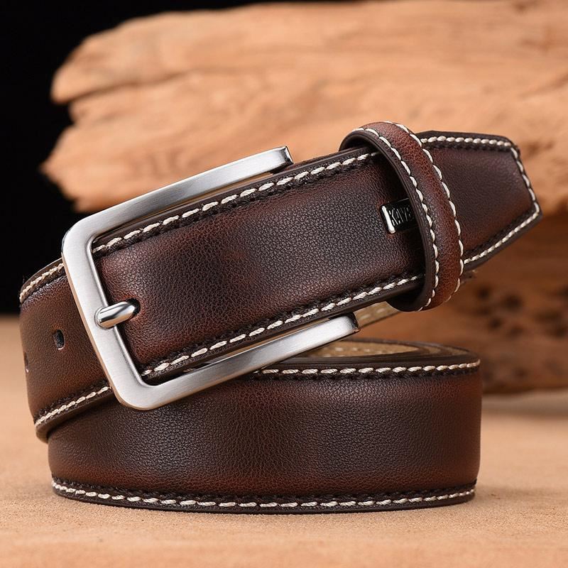 Men's Leather High Quality Classic Belt Alloy Pin Buckle Men's Matching Jeans Bu