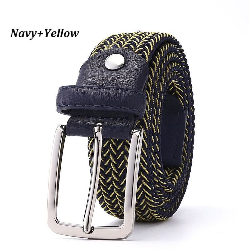 Belt Elastic For Men Golf Leather Top Tip Male Canvas Stretch Braided Waist Belt