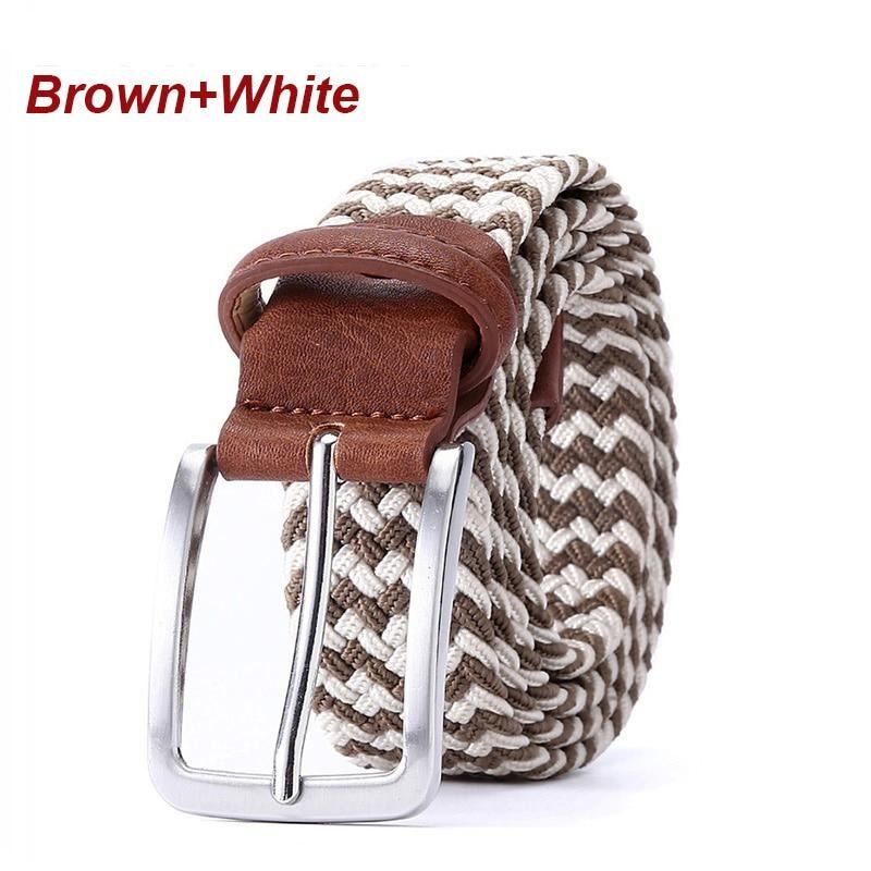 Belt Elastic For Men Golf Leather Top Tip Male Canvas Stretch Braided Waist Belt