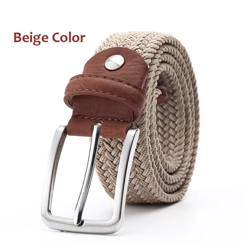 Belt Elastic For Men Golf Leather Top Tip Male Canvas Stretch Braided Waist Belt