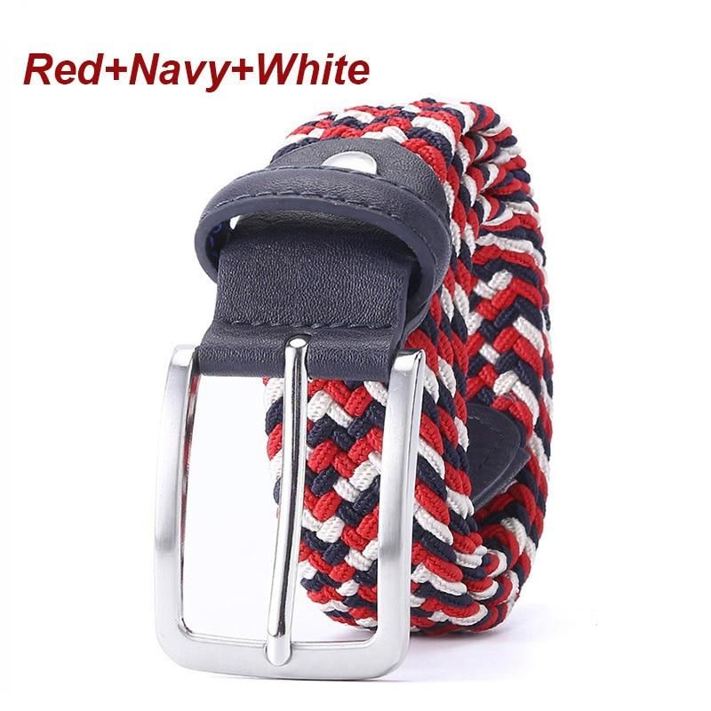 Belt Elastic For Men Golf Leather Top Tip Male Canvas Stretch Braided Waist Belt