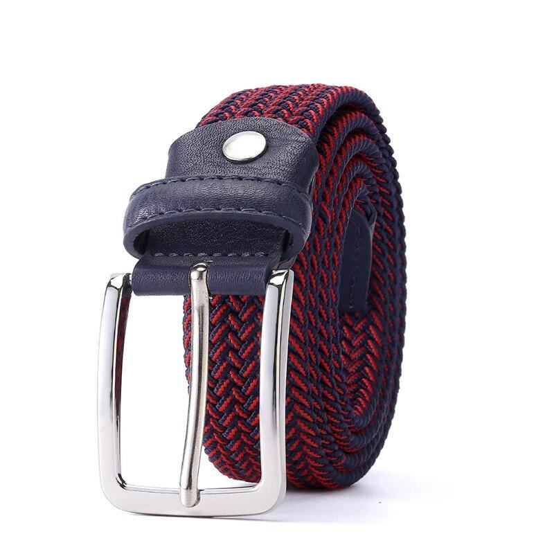 Belt Elastic For Men Golf Leather Top Tip Male Canvas Stretch Braided Waist Belt