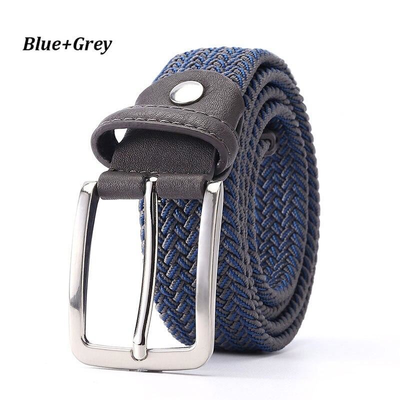 Belt Elastic For Men Golf Leather Top Tip Male Canvas Stretch Braided Waist Belt