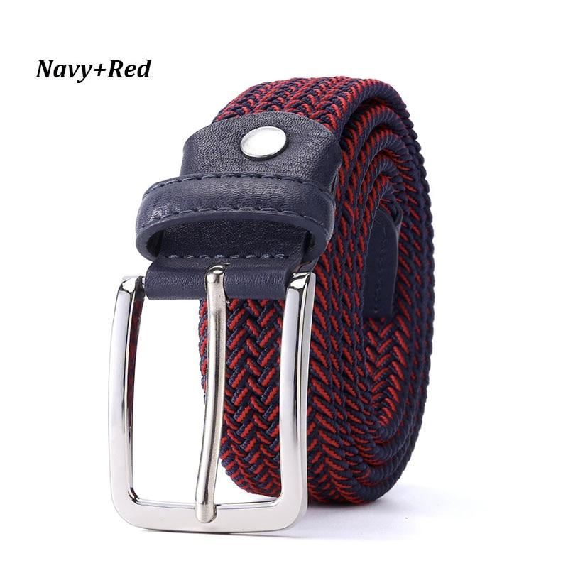 Belt Elastic For Men Golf Leather Top Tip Male Canvas Stretch Braided Waist Belt