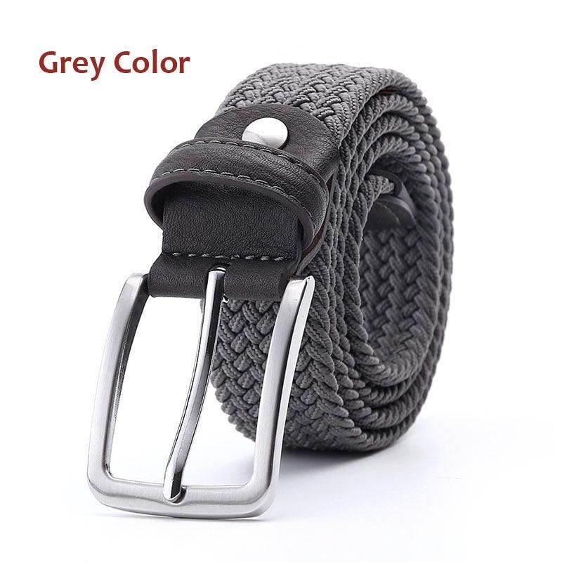 Belt Elastic For Men Golf Leather Top Tip Male Canvas Stretch Braided Waist Belt