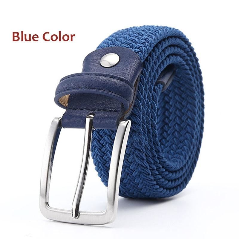 Belt Elastic For Men Golf Leather Top Tip Male Canvas Stretch Braided Waist Belt