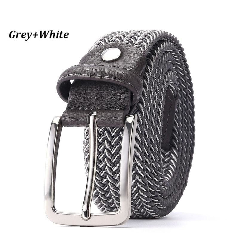 Belt Elastic For Men Golf Leather Top Tip Male Canvas Stretch Braided Waist Belt