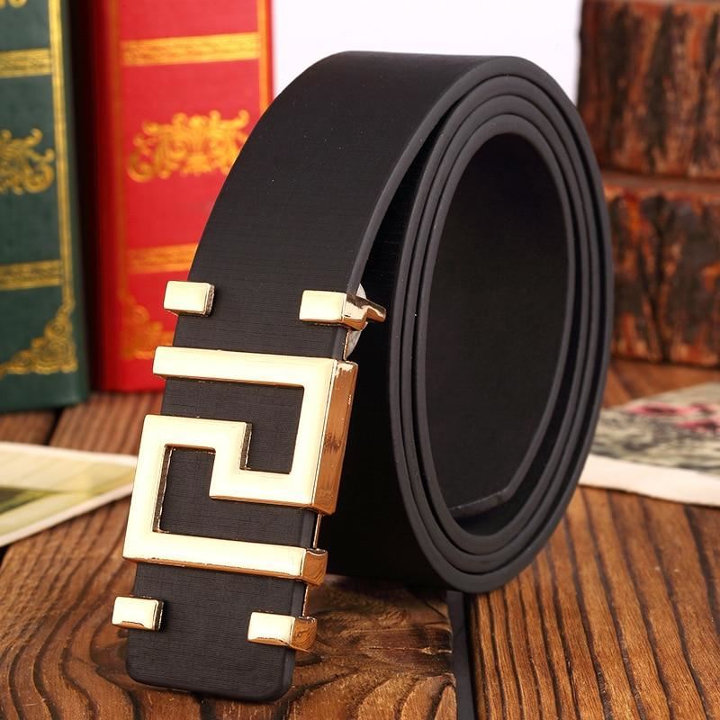 Pattern Metal Button High Quality Smooth Buckle Mens Belts . Classic Simple Kore