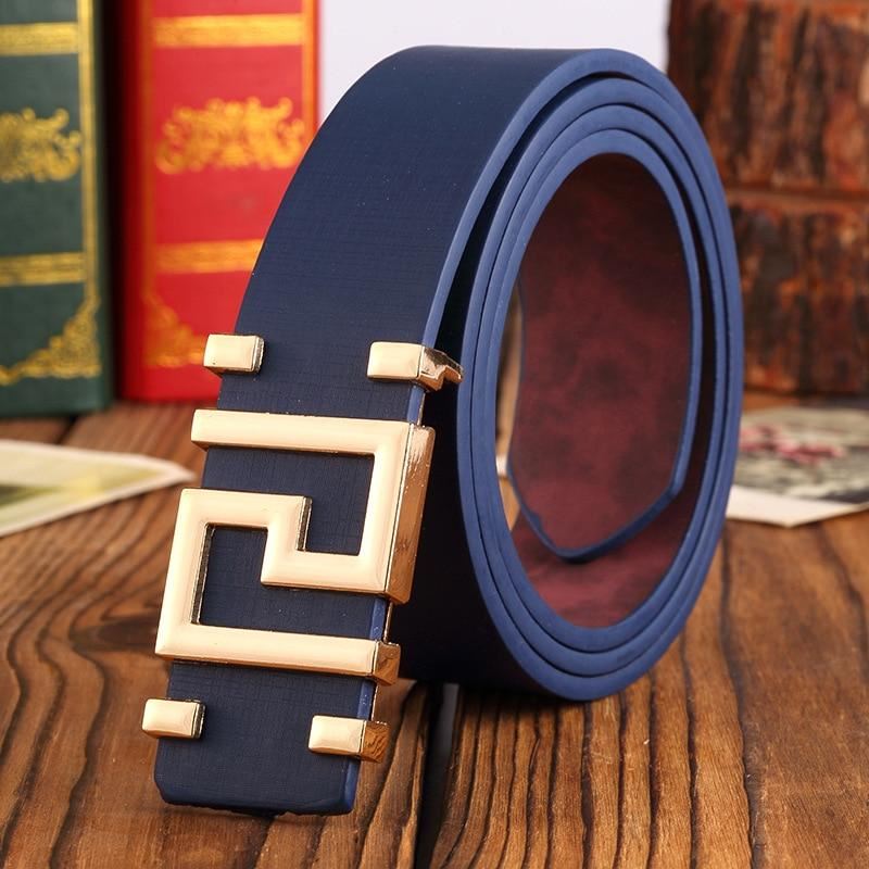 Pattern Metal Button High Quality Smooth Buckle Mens Belts . Classic Simple Kore