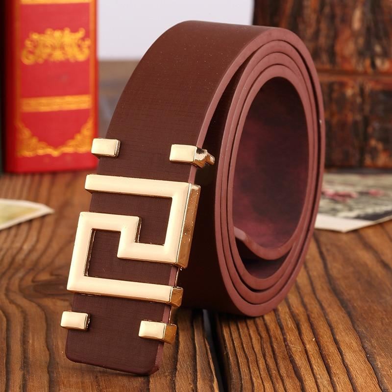 Pattern Metal Button High Quality Smooth Buckle Mens Belts . Classic Simple Kore