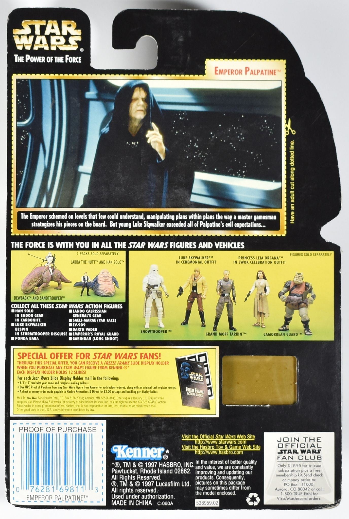 Star Wars Power of the Force Freeze Frame Kenner Action Figure Emperor Palpatine