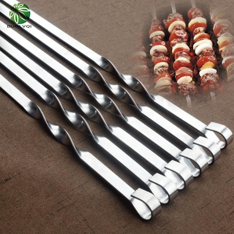 Duolvqi 6pcs/Set Barbecue Meat String Skewers Chunks Of Meat Stainless Steel chu